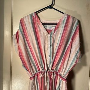 Time and Tru Rainbow Stripe Midi Dress NWOT - L